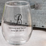 9oz Stemless wine glasses from Fashioncraft&reg;'s Silkscreened Monogram Collection