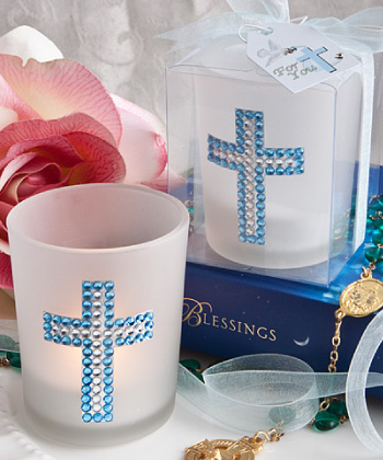 <em>Bling  Collection</em> cross candle favors - Boy