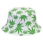 bucket hat - white hat with green leaves