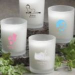Frosted Glass Candle Holder With Wax