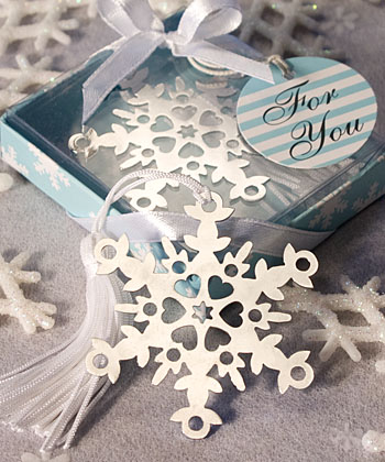 Snowflake Bookmark Favors Larger View 6472 Perfect for a winter wedding 