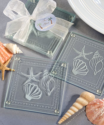 Beach Themed Glass Coaster Favors