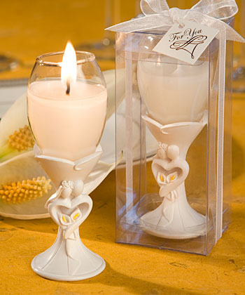 Stylish bride and groom design champagne flute candle holder favors