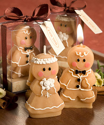 Adorable Gingerbread Bride Groom Candle Favors
