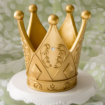 6" tall Ornate Crown themed gold centerpiece