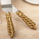 Gold lattice botanical collection stainless cake knife set