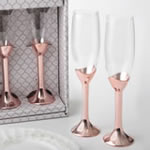 Metallic rose gold toasting flutes