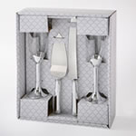 Plain Elegance Silver 4 piece glass and server set