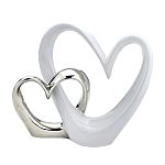 Double Open Heart Cake Topper Silver and White