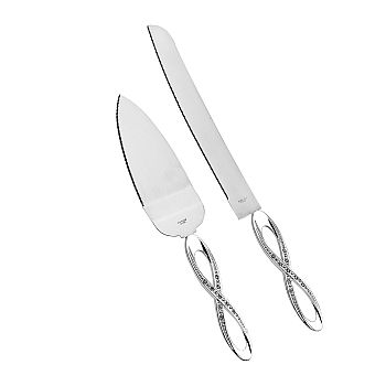 Love Always Jeweled Infinity design all metal cake server set with Rhinestones