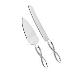 Love Always Jeweled Infinity design all metal cake server set with Rhinestones