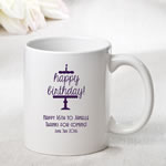Personalized White ceramic coffee mug - birthday design