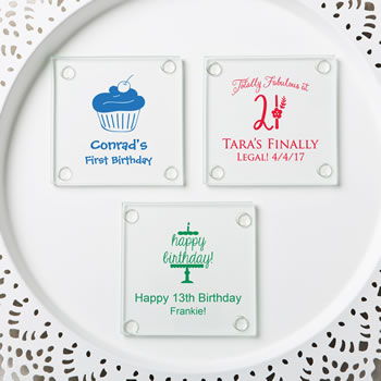 Personalized Stylish coasters from Fashioncraft&reg;- birthday design