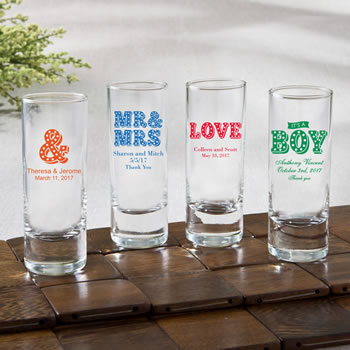 Personalized Fun 2 oz shooter glasses - marquee design