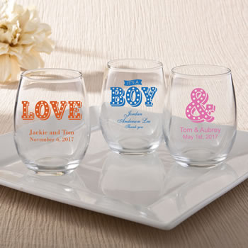 Personalized 9oz Stemless Wine Glasses From Fashioncraft&reg;- marquee design