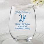 Personalized 15oz Stemless Wine Glasses – birthday design