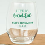 Personalized 15oz Stemless Wine Glasses - Celebration Design