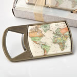 Vintage travel themed map design metal bottle opener from Fashioncraft&reg;