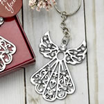 Silver angel with stones key chain