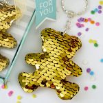 Gold / silver sequin teddy bear key chain