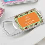 personalized epoxy dome chrome silver metal bottle opener - tropical design