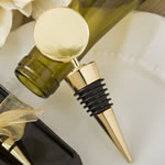 Perfectly plain collection gold metal wine bottle stopper with a gold metal round top