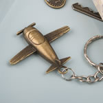 Vintage airplane design all metal key chain in antique brass color finish