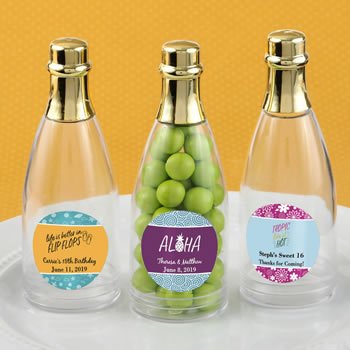 Design your own collection personalized champagne bottle with gold foil top: tropical designs
