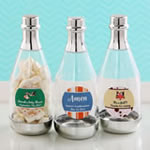 Personalized expressions silver accented clear champagne bottle container