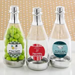 Personalized expressions silver accented clear champagne bottle container