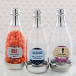 Personalized expressions silver accented clear champagne bottle container