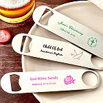 Design your own collection screen printed stainless steel bartenders bottle opener