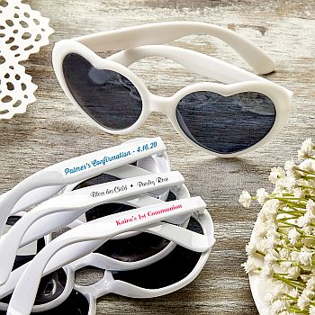 Personalized Expressions Heart Shaped white Sunglasses