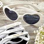 Personalized Metallic Heart Shaped white Sunglasses