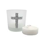 Silver Cross Themed Candle Favors