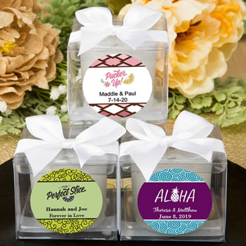 Personalized tropical collection candle favors