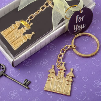 30-144 Gold Pineapple Key Chain Tropical Wedding Party Favor