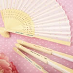 Personalized Collection Gold dot silk folding fan favor