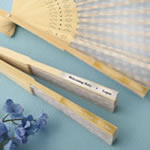 Personalized Metallics Collection Silver scallop folding fan favor