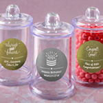 Personalized metallic collection clear acrylic apothecary jar with lid