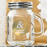 Glass Mason Jars with handle from our Personalized Metallics Collection