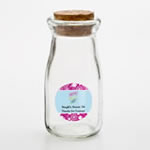 Personalized Vintage Glass Milk Bottle With Round Cork Top - tropical Design