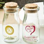 Design your own personalized vintage milk bottles with round cork top