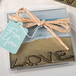 Beach Love themed set of 2 glass coasters from fashioncraft