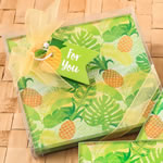 Set of 2 tropical pineapple themed glass coasters