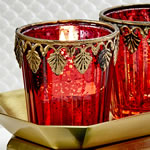 Red Mercury glass East Asian themed   Candle votive