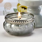 Silver and white vintage mercury glass  tealite candle  holder