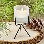 Trendy  Frosted glass  candle with metal base