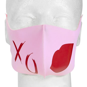 Pink mask with red XO design