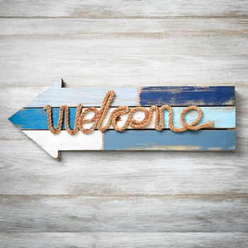Welcome arrow wood plaque with rope from gifts by Fashioncraft&reg;